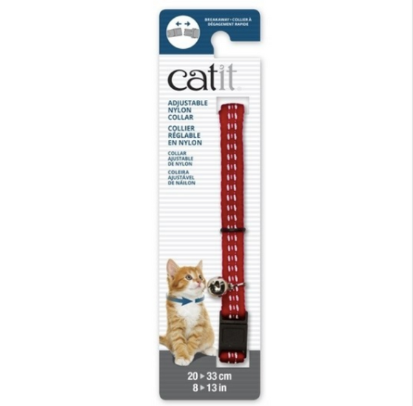 Catit Adjustable Breakaway Nylon Collar Reflective Red