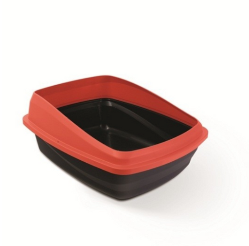 Catit Cat Pan with Removable Rim - Red & Charcoal (2 Sizes)