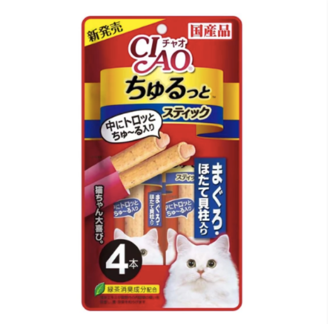 CIAO Churutto Tuna Maguro with Scallop Creamy Grain-Free 7g X4pcs