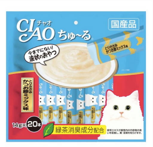 CIAO ChuRu Chicken Fillet & Sliced Bonito Liquid 14g X20pcs
