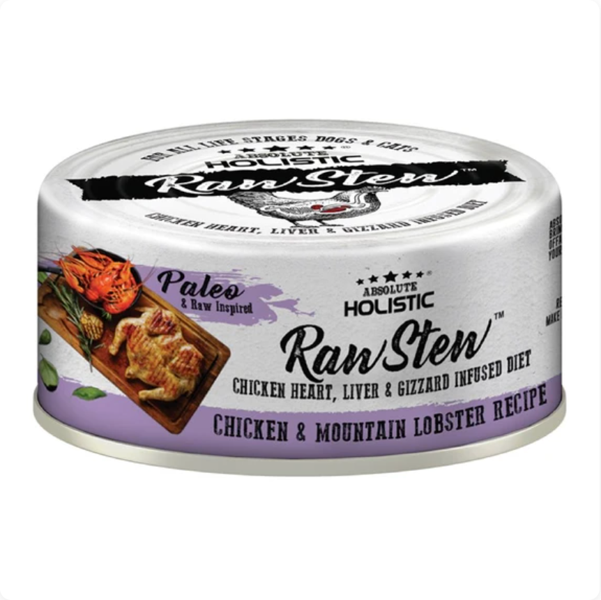 Absolute Holistic Raw Stew Chicken & Mountain Lobster] Grain-Free Dog & Cat Wet Food  80g X96