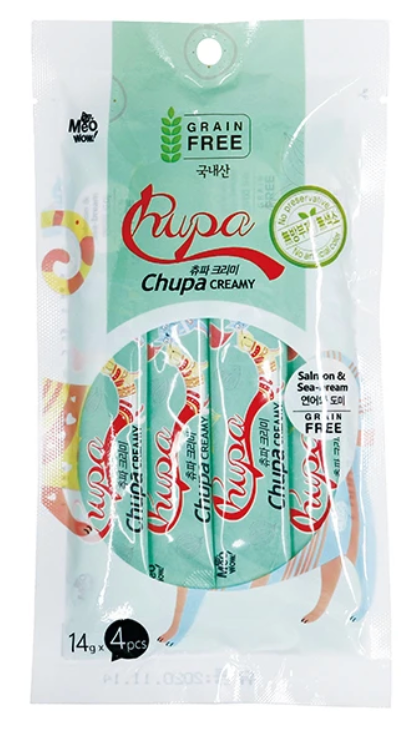Bow Wow Korea MeoWow Chupa Creamy [Salmon & Sea Bream] 14g X4