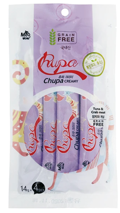 Bow Wow Korea MeoWow Chupa Creamy [Tuna & Crab Meat] 14g X4