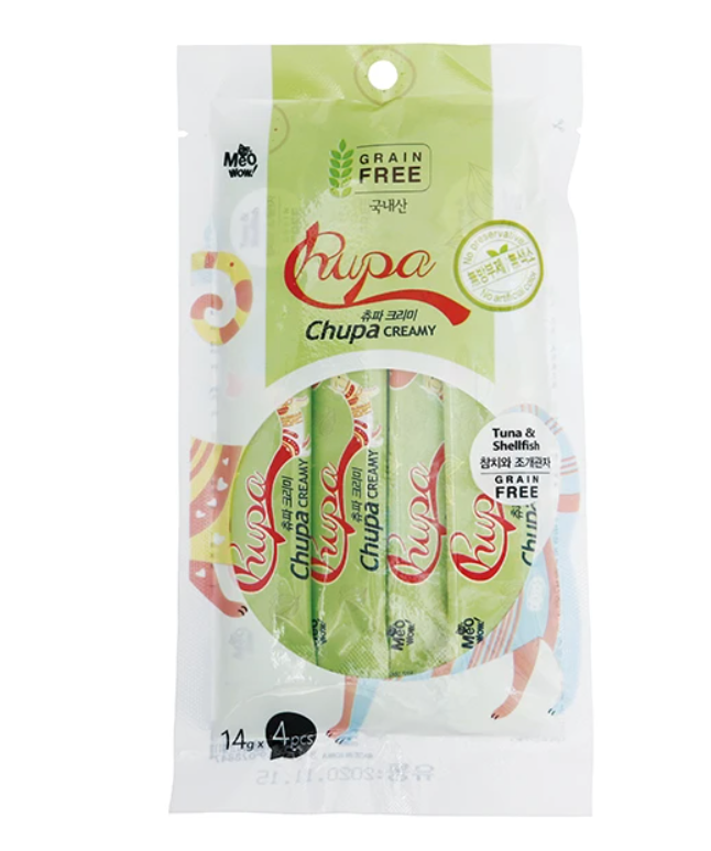 Bow Wow Korea MeoWow Chupa Creamy [Tuna & Shellfish] 14g X4