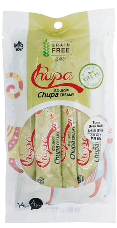 Bow Wow Korea MeoWow Chupa Creamy [Tuna & Hairball] 14g X4
