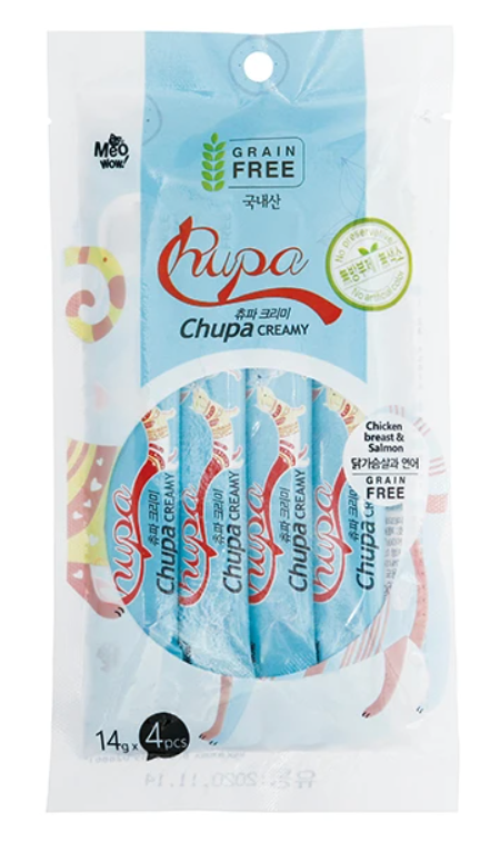 Bow Wow Korea MeoWow Chupa Creamy [Fresh Chicken Breast & Salmon] 14g X4