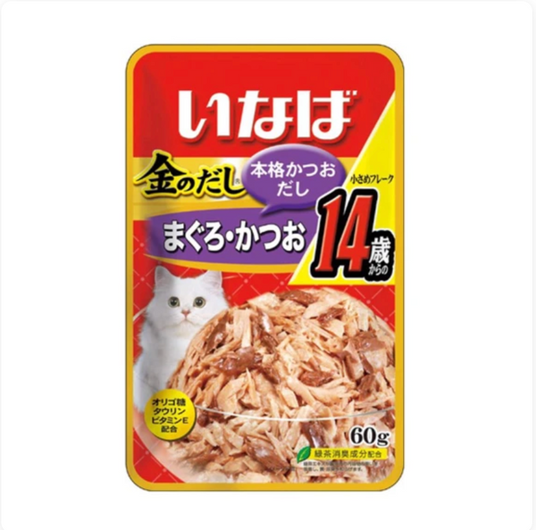 CIAO Golden Stock Small Tuna Flakes For Mature Cat 14+ , 60g x 12 Pouch