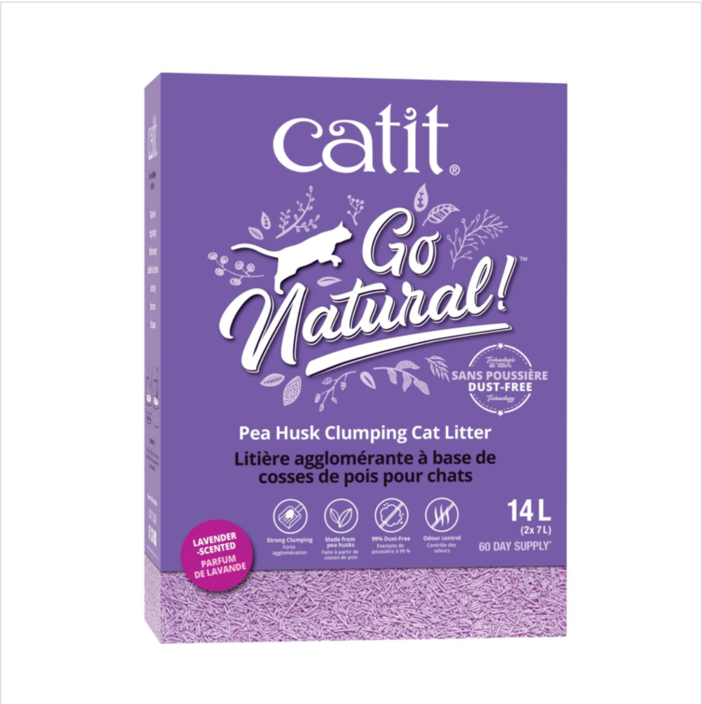 Catit® Go Natural Pea Husk Clumping Cat Litter Lavender Scented 14L (2x7L)