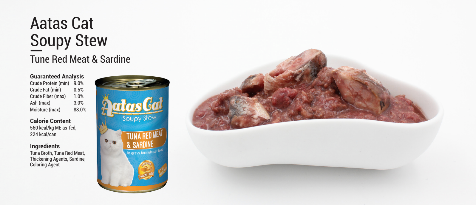 AATAS CAT Soupy Stew Tuna Red Meat With Sardine In Gravy 400g X24