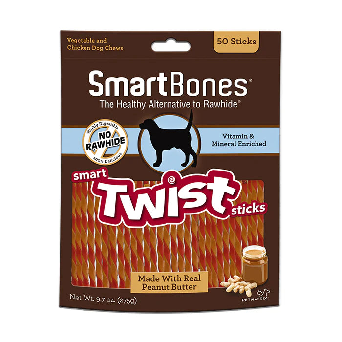 SmartBones Smart Twist Sticks Peanut Butter 50pc