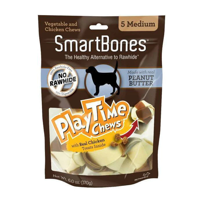 SmartBones PlayTime Peanut Butter Chews Medium 5pc