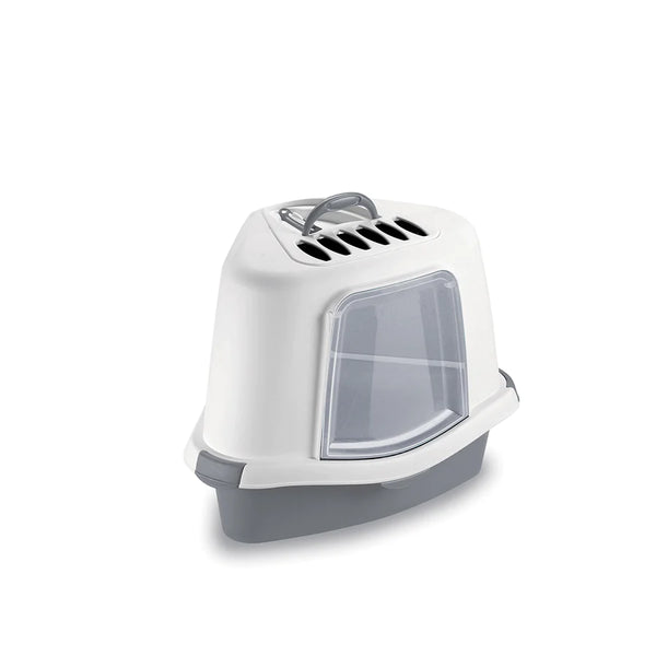 Stefanplast Cat Litter with Hood Sprint Corner Plus Stone Grey