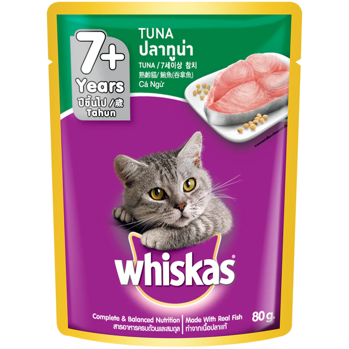 Whiskas Adult Senior 7+ Tuna 85g Cat Wet Food Pouch X24