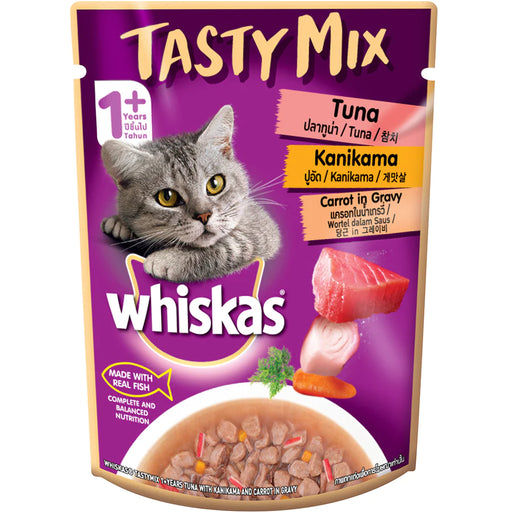 Whiskas Tasty Mix Tuna & Kanikama with Carrot in Gravy Cat Wet Food 70g X24