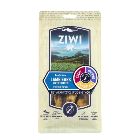 Ziwi Peak Air Dried Lamb Ears Oral Chews Dog Treats 60g