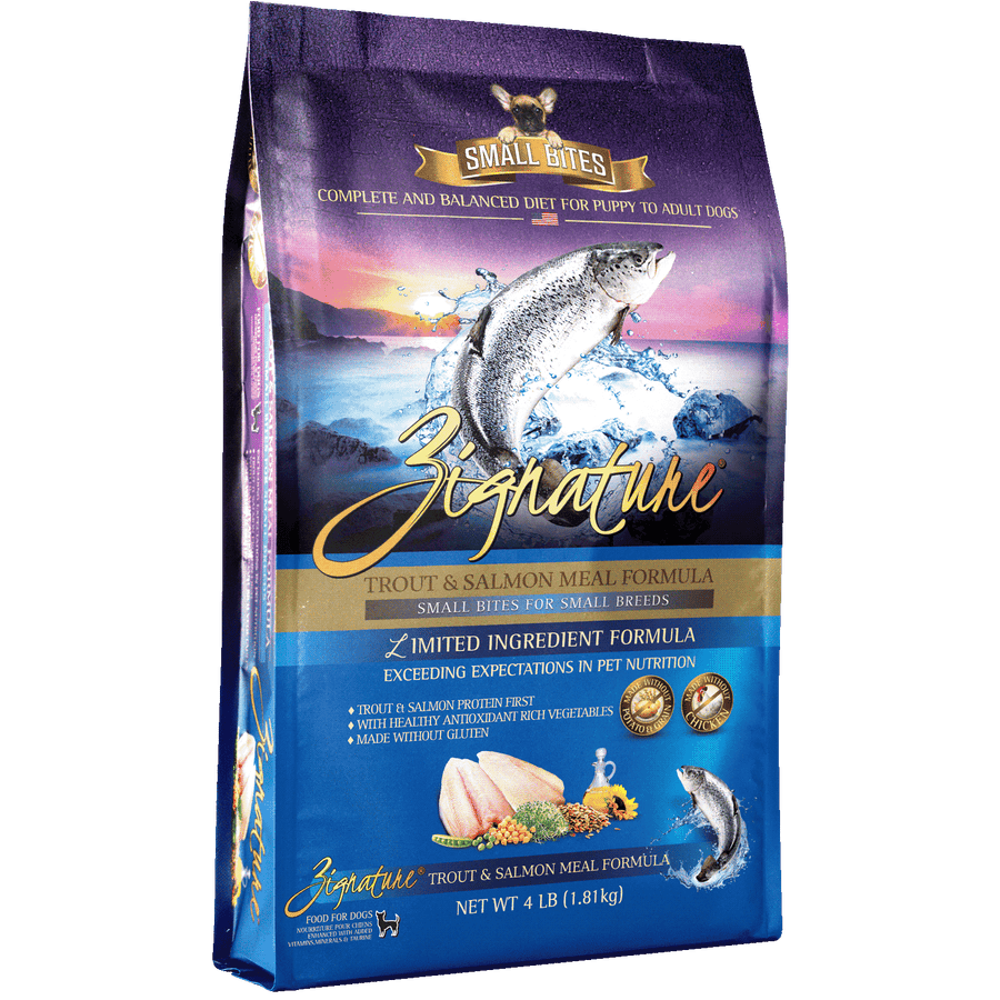 Zignature Trout & Salmon Formula Dog SMALL BITES Dry Food (2 Sizes)
