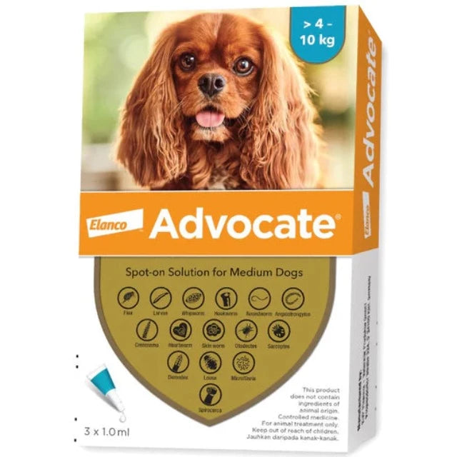 Elanco Advocate Spot-on Solution for Dogs 4kg To 10kg (3pcs x 1ml)