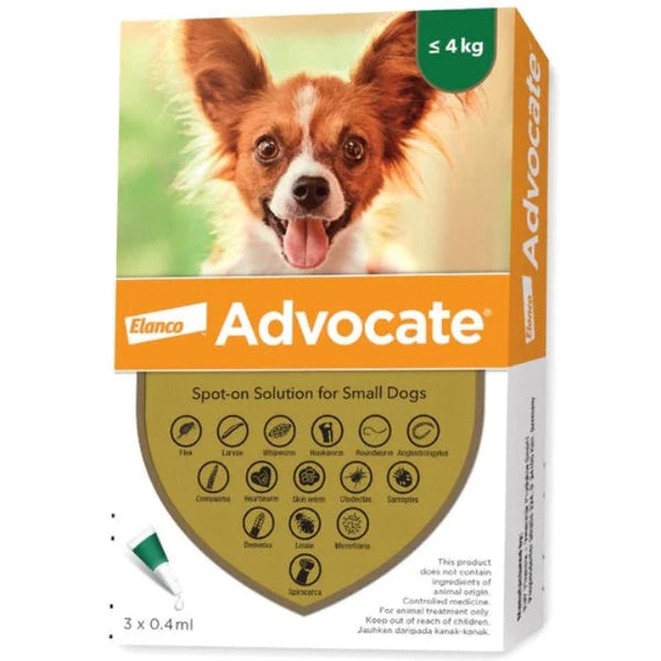 Elanco Advocate Spot-on Solution for Small Dogs Up To 4kg (3pcs x 0.4ml)
