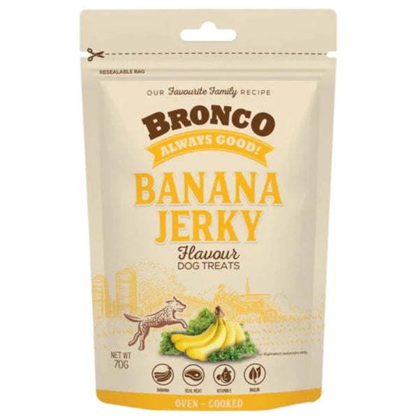 Bronco Jerky Banana Dog Treat 70g X12