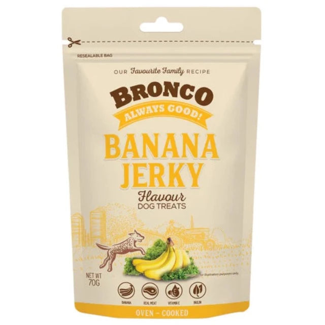 Bronco Jerky Banana Dog Treat 70g X12