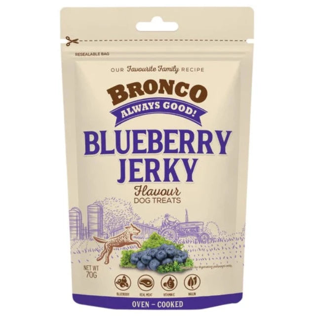 Bronco Jerky Blueberry Dog Treat 70g X12