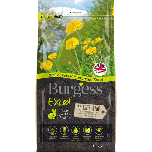 Burgess Excel Nature's Blend Nuggets For Adult Rabbits 1.5kg