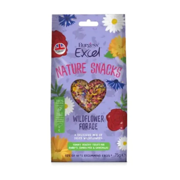 Burgess Excel Nature Snacks Wildflower Forage Treats For Small Animals 75g