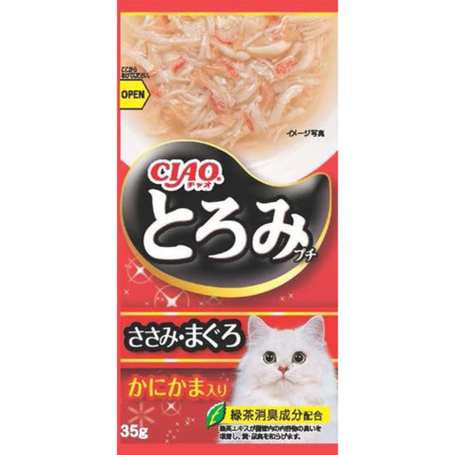 CIAO Toromi Line Chicken Fillet, Tuna & Crab Stick Grain-Free Pouch Cat Treats 35g x4