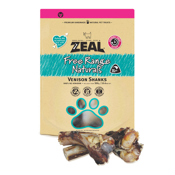 Zeal Free Range Venison Shanks Dog Treats 300g