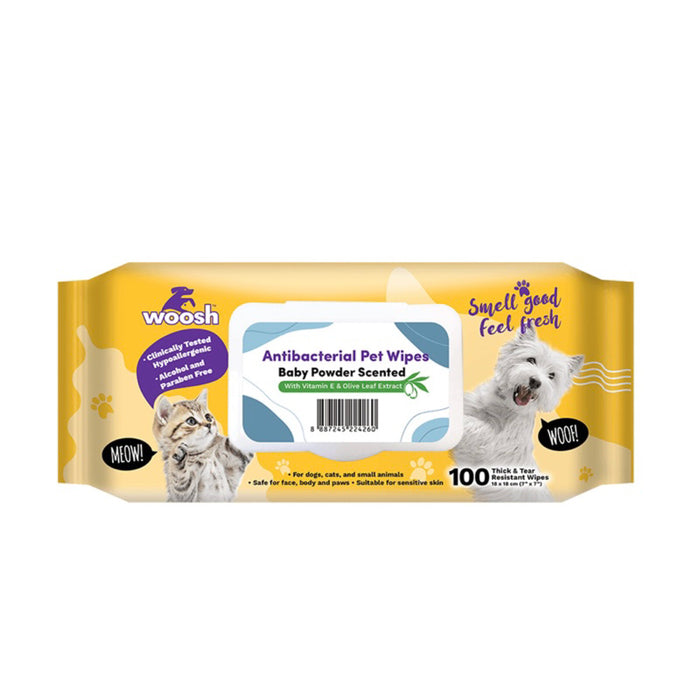 Woosh Baby Powder Scented Pet Wipes 100 Sheets