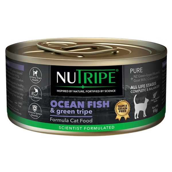 Nutripe Pure Ocean Fish & Green Tripe (Gum-Free) Cat Wet Food 95g X24