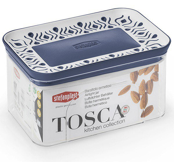 Stefanplast Tosca Rectangular Airtight Jar Palace Blue (3 Sizes)
