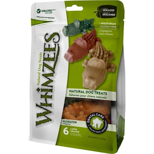 Whimzees Alligator Large Natural Dog Treats 6Pcs