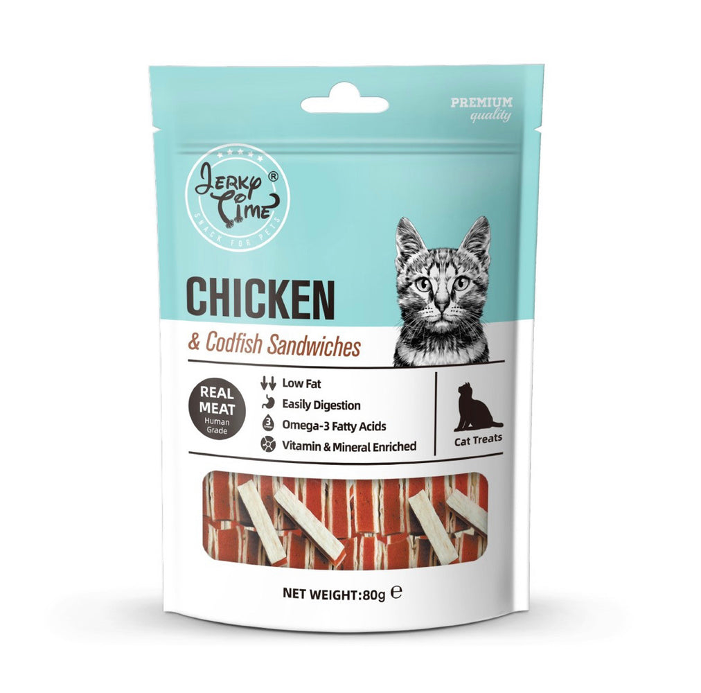 Jerky Time Chicken Jerky with Codfish Sandwich for Cat 80g