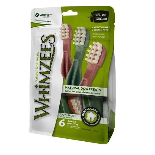 Whimzees Toothbrush Large Natural Dog Treats 6Pcs