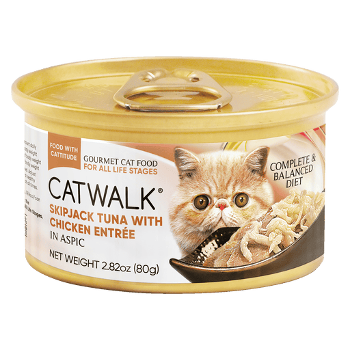 Catwalk Skipjack Tuna With Chicken Entrée Wet Cat Food [COMPLETE MEAL] in aspic 80g