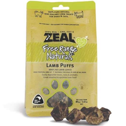 Zeal Free Range Naturals Lamb Puffs Treats 85g [Cat & Dog]
