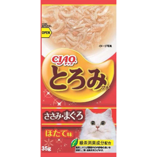 CIAO Toromi Line Chicken Fillet, Tuna & Scallop Grain-Free Pouch Cat Treats 35g x4