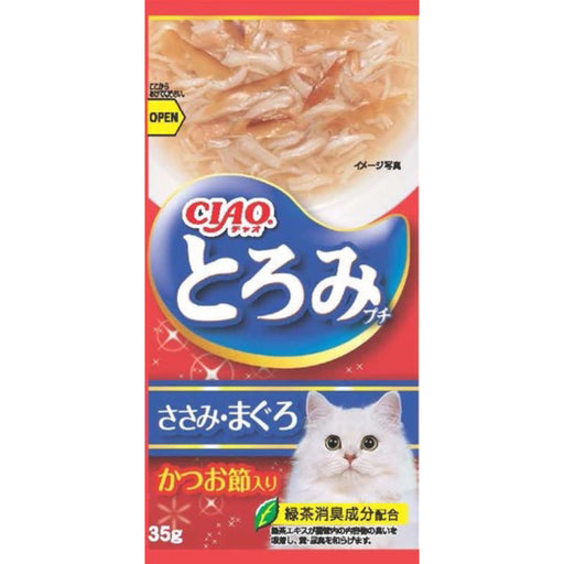 CIAO Toromi Line Chicken Fillet, Tuna & Bonito Grain-Free Pouch Cat Treats 35g x4