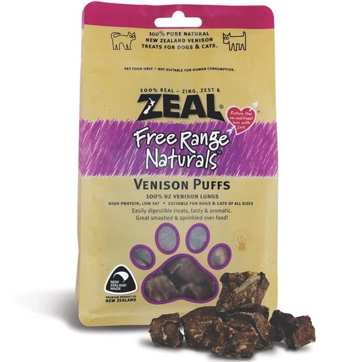 Zeal Free Range Naturals Venison Puffs Treats 85g [Cat & Dog]