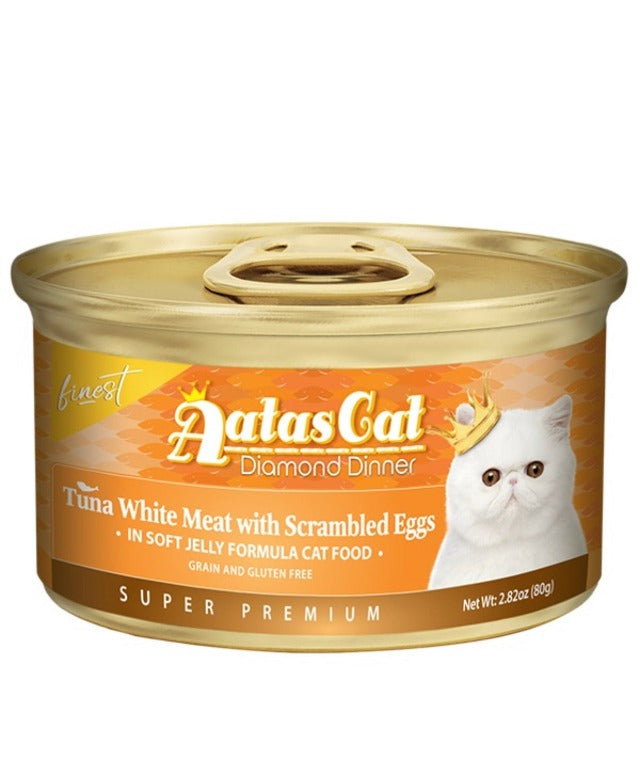 Aatas Cat Finest Diamond Dinner Tuna with Scrambled Eggs in Jelly Cat Wet Food 80g X24