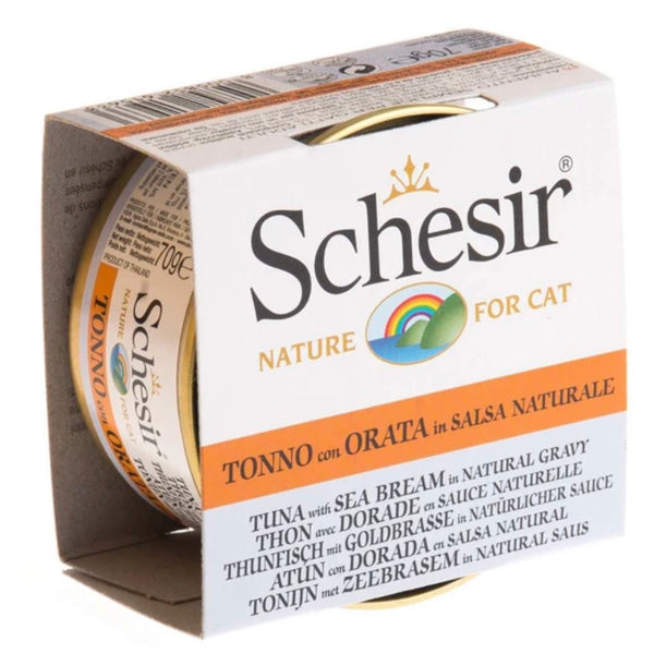 Schesir Tuna with Sea Bream in Natural Gravy Canned Cat Food 70g X14