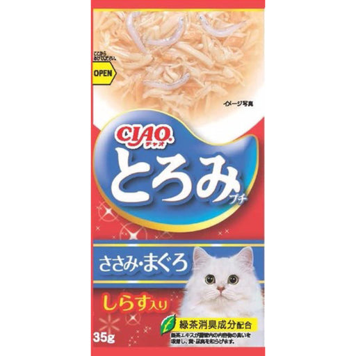 CIAO Toromi Line Chicken Fillet, Tuna & Whitebait Grain-Free Pouch Cat Treats 35g x4
