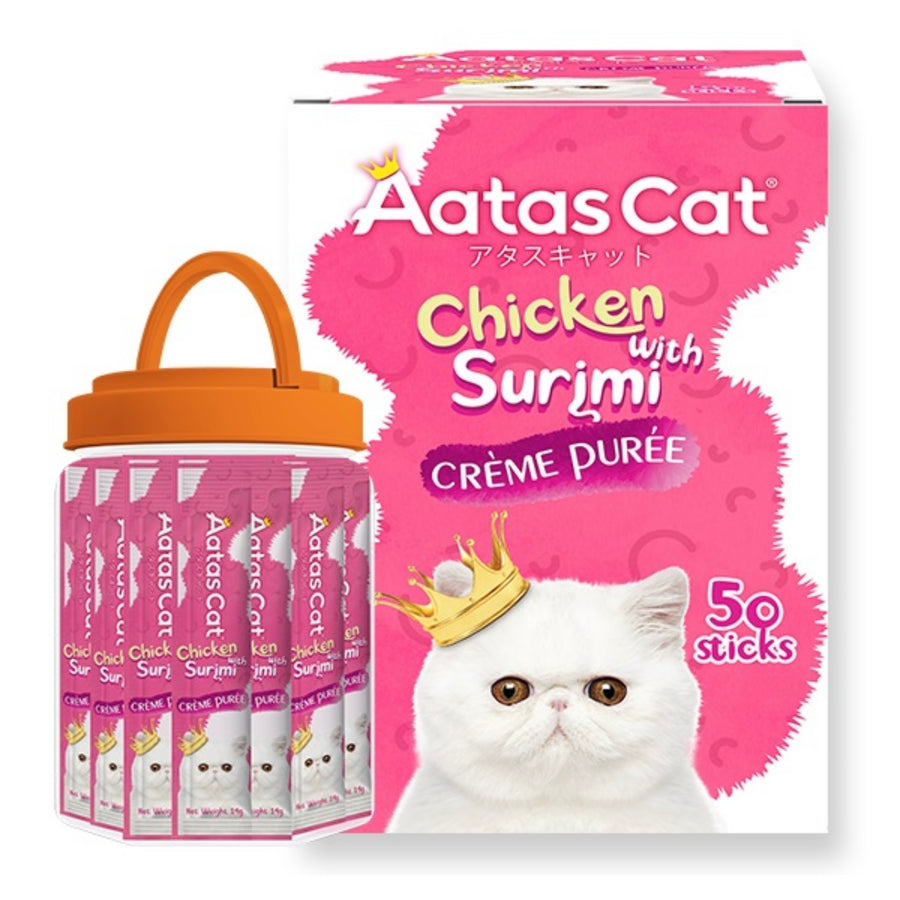 Aatas Cat Creme Puree Chicken with Surimi 14g x 50 Sachets