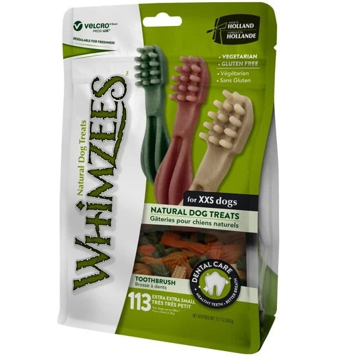 Whimzees Toothbrush Extra Extra Small Natural Dog Treats 113Pcs