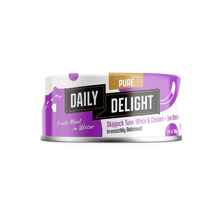 Daily Delight Pure Skipjack Tuna White & Chicken With Sea Bream 80g