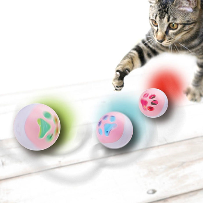 Marukan Self Rolling Ball Cat Toy 3 Colours LED Lights & Bird Sound