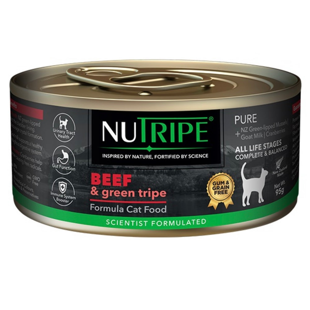 Nutripe Pure Beef & Green Tripe (Gum-Free) Cat Wet Food 95g