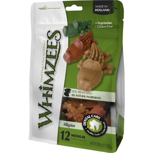 Whimzees Alligator Medium Natural Dog Treats 12Pcs
