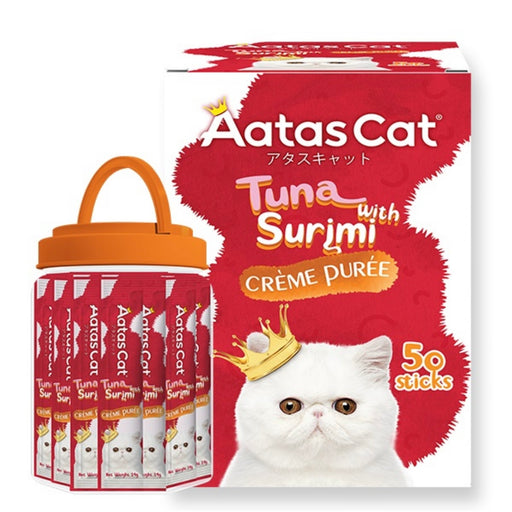 Aatas Cat Creme Puree Tuna with Surimi 14g x 50 Sachets